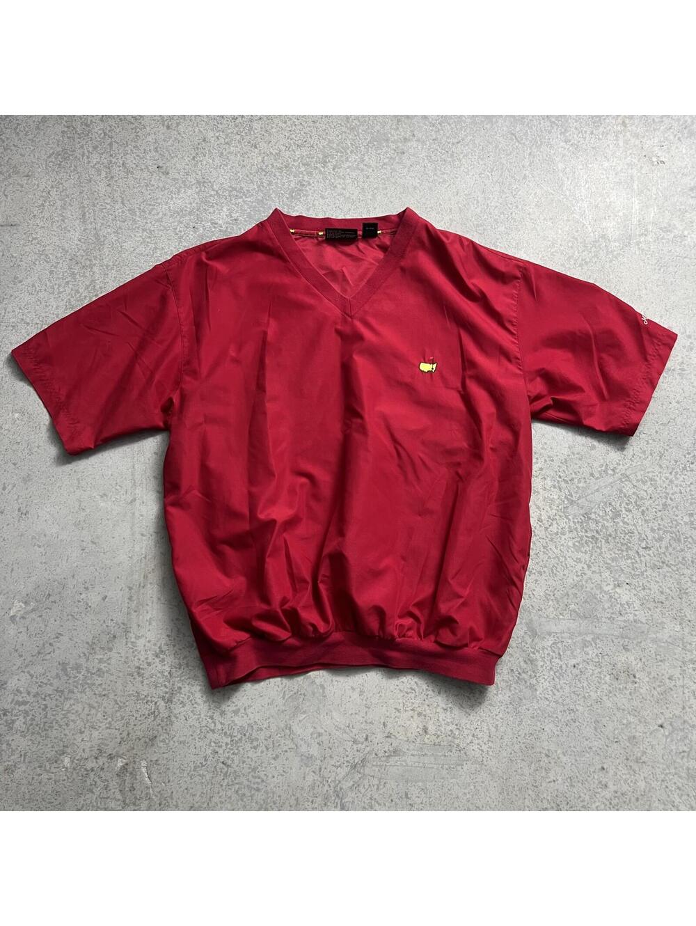 Masters Collection V Neck Golf Windbreaker Pullover Mens Sz. L Red Augusta